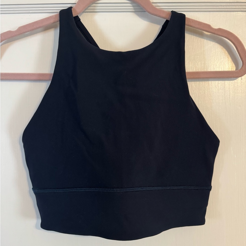 Lululemon Energy longline ribbed sports bra; size 8; navy